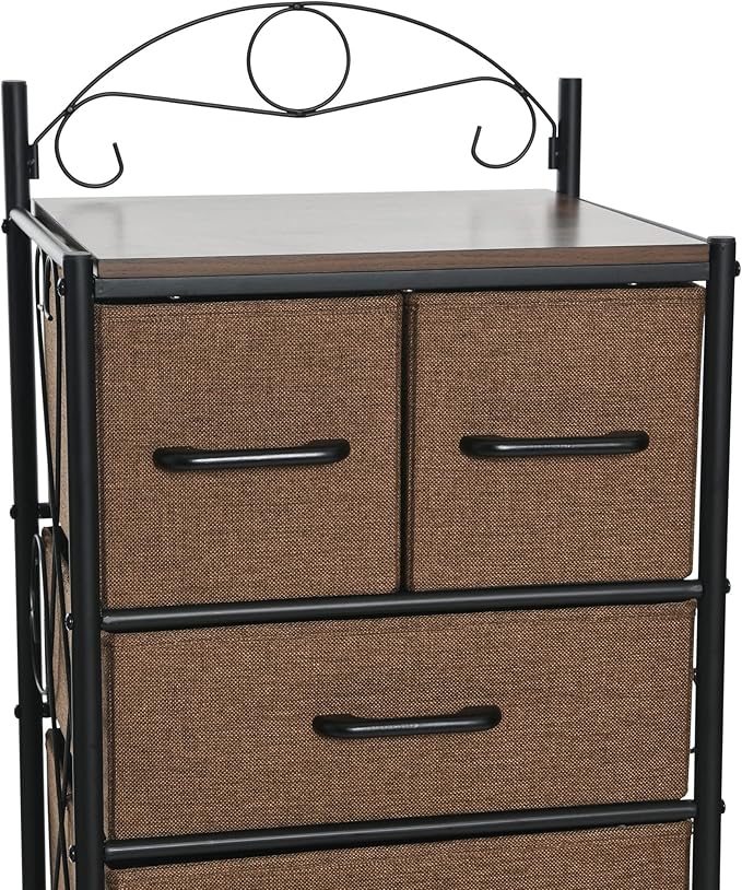 Household Essentials Walnut & Iron Eight-Drawer Dresser Tower