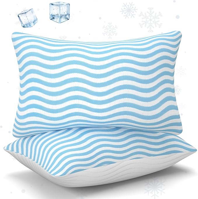 SLEEPDIARY Pillows Standard Size Set of 2 – Adjustable Shredded Memory Foam Cooling Bed Pillows, Custom Loft for Side, Back, and Stomach Sleepers, Shape-Retaining Support & Washable Cover