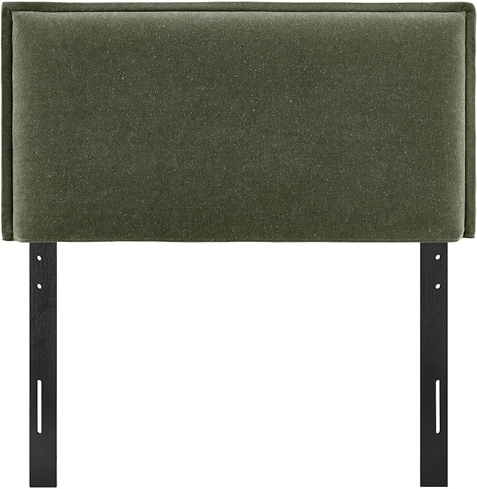 Modway Camille Twin Size Upholstered Linen Blend Headboard with Removable Slipcover – in Sage - Padded Pillow Style Headboard with Adjustable Mounting for Twin Beds