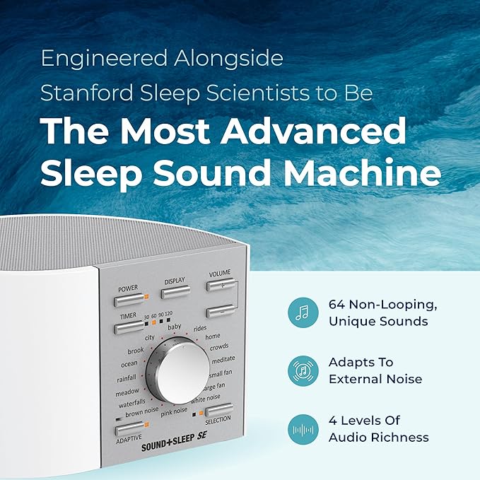 Adaptive Sound Technologies Sound + Sleep SE - White Noise Machine for Focus Support - Convenient Sleep Timer - Built-in Headphone Jack - Precision Volume Settings - Speech Privacy - White
