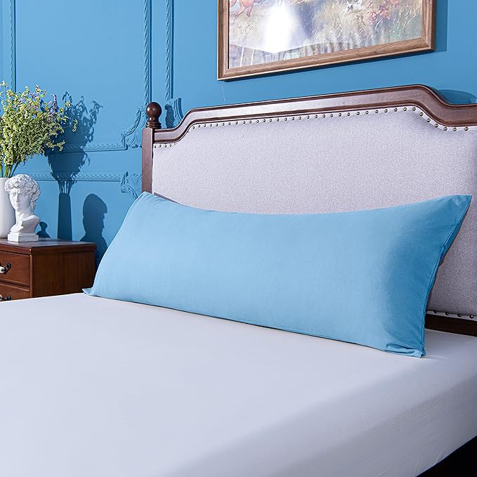 NTBAY Body Pillowcase - Brushed Microfiber 20x54 Pillowcase - Soft, Wrinkle-Free, Fade-Resistant, Stain-Resistant, Sky Blue Body Pillow Cover with Envelope Closure - 20x54 Inches, Sky Blue