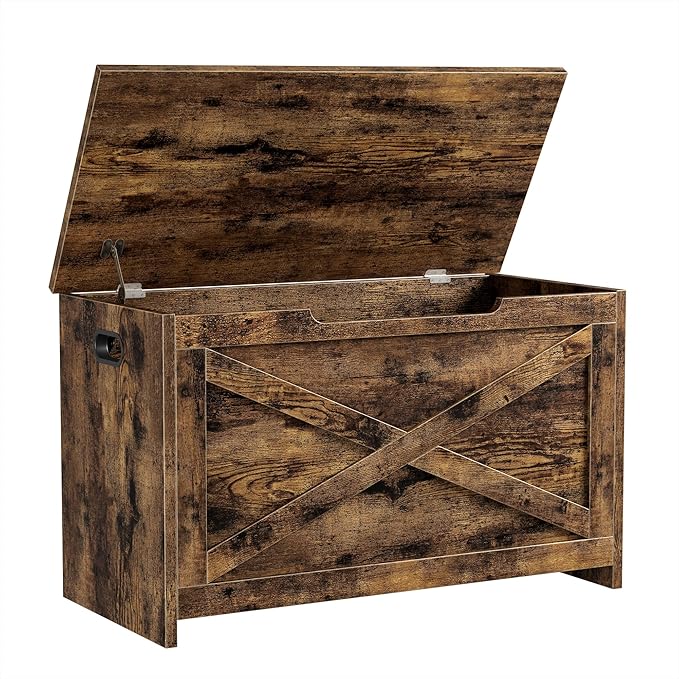 GarveeHome 30 in Storage Chest, Wooden Storage Bench with Safety Hinge, Easy Assembly, Large Shoe Bench for Entryway, Living Room, Bedroom