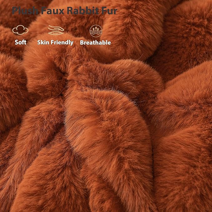 LIFEREVO Fluffy Faux Rabbit Fur Body Pillow Cover, Cozy Bubble Shaggy Plush Bed Body Pillowcase with Zipper Closure, Long 20"x54" Fuzzy Furry Pillow Case for Bedroom Home Decoration, Burnt Orange