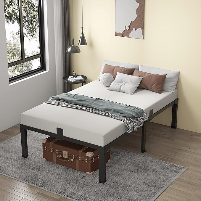 MAF 14 Inch Metal Platform Twin Bed Frames, Heavy Duty Black Bed Frame with Steel Slats Support, No Box Spring Needed, Noise Free, Non-Slip, Easy Assembly