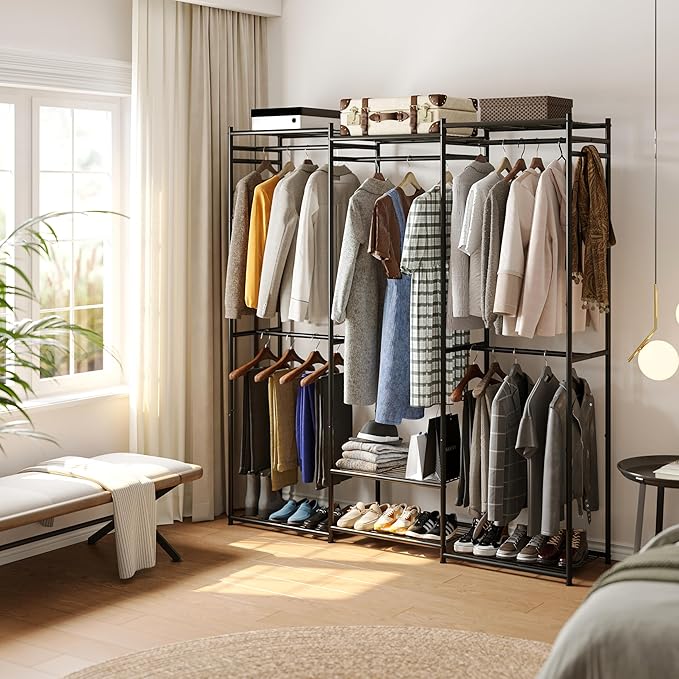 Wardrobe Closet, Clothes Racks for Hanging Clothes, Free Standing Closet Organizers and Storage, Portable Closets for Small Space, Tall Size