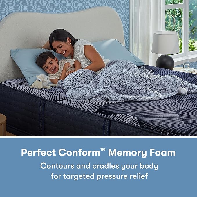 Serta Perfect Sleeper X - Prescott 14" Plush Queen Hybrid Mattress - 5 Support Zones and Cooling Tech for a Restorative Sleep - 100 Night Trial, CertiPUR-US Certified