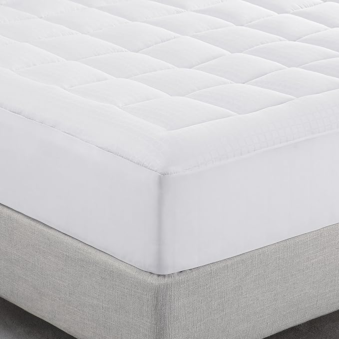 Serta ComfortSure Twin XL Mattress Cover, Fitted Pillow Top Mattress Pad, Super Soft and Breathable Quilted Cotton Protector with 18" Elastic Deep Pockets for Secure Fit, White