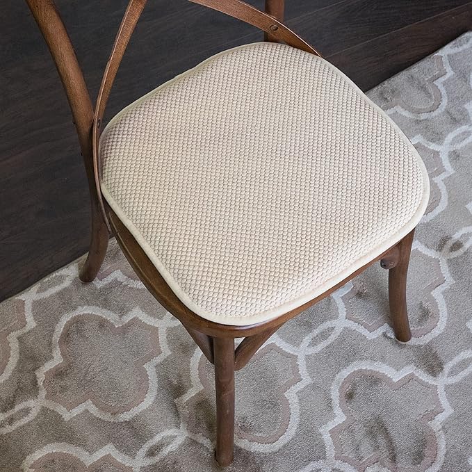 Sweet Home Collection Memory Foam Honeycomb Nonslip Back 16" x16" Chair/Seat Cushion Pad, 4 Pack