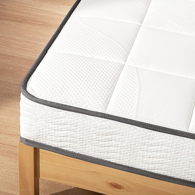 Mellow 8 Inch Classic Bonnell Spring Mattress, Comfort Foam Top with Innerspring Base, CertiPUR-US Certified Foam, Queen,White