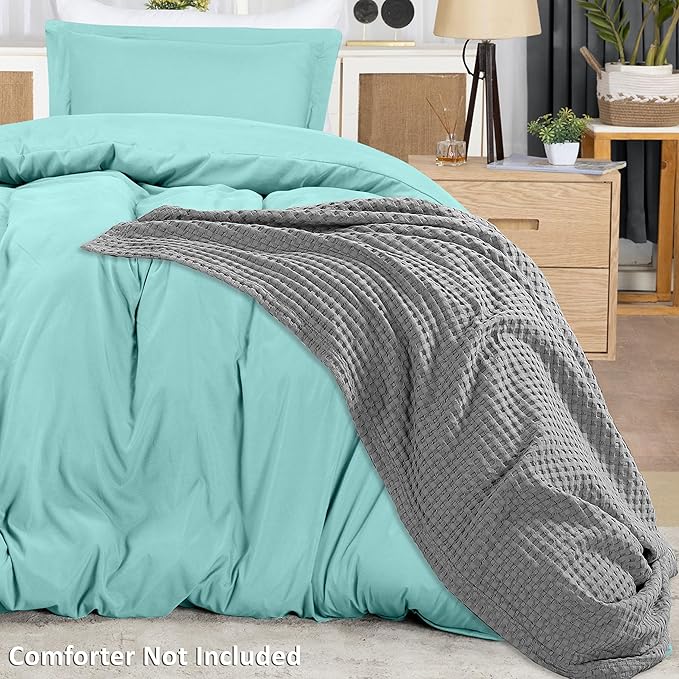 Utopia Bedding Duvet Cover Twin Size - 2 Piece with Zipper Closure - 1 Comforter Cover 68X90 Inches & 1 Pillow Sham 20X26 Inches (Spa Blue) Comforter Not Included
