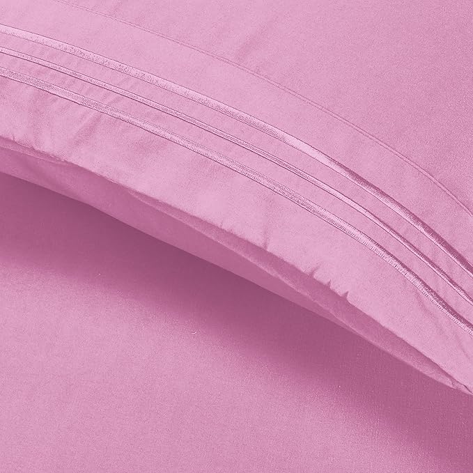 Elegant Comfort Luxury Ultra-Soft 2-Piece Pillowcase Set - 1500 Premium Hotel Quality Microfiber Double Brushed - Wrinkle Resistant, King Size, Light Pink