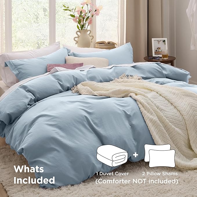 Bedsure Celestial Blue Duvet Cover Queen Size - 3 Pieces Prewashed Extra Soft Bedding Set, Includes 1 Duvet Cover 90x90 Inches with Zipper Closure & 2 Pillow Shams, Comforter Not Included