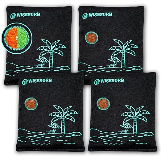 Wisesorb 4 x 500 Gram Rechargeable Silica Gel Desiccant Packs, Microwave Reactivated Moisture Absorbers, Color Indicating Reusable Dehumidifier for Car, Closet, Basement, Garage