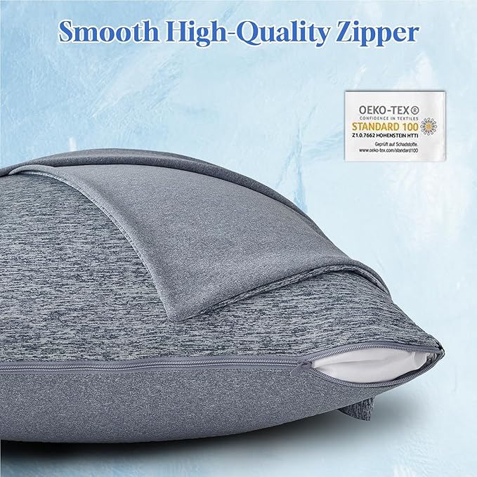 CHOSHOME Cooling Pillow Cases Zipper Pillow Covers Q-Max > 0.45 Zippered Pillowcases for Hot Sleepers, Soft, Breathable, Skin-Friendly, 2 Pack (Queen, 20"x30", Navy Blue)