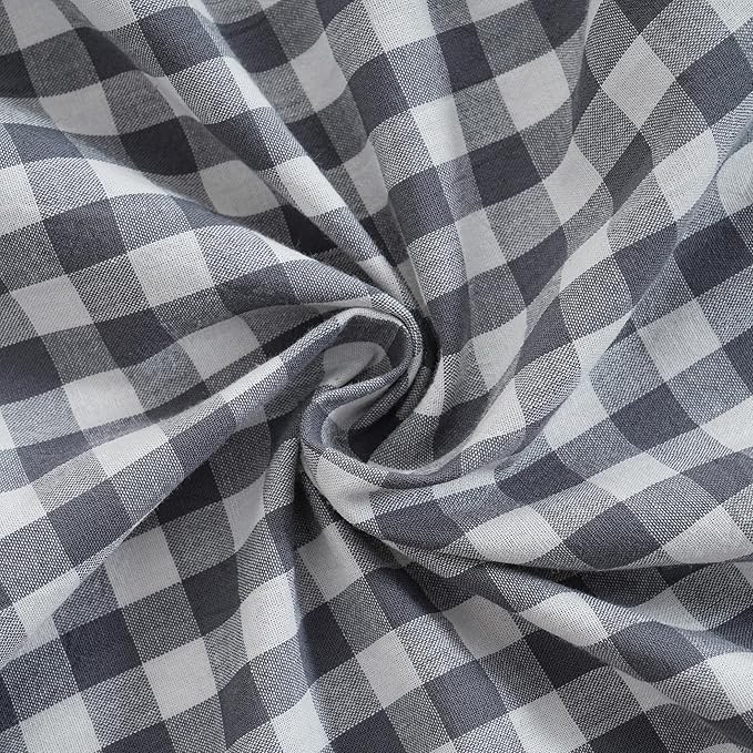 2 Pack Grey/White Plaid Ruffled Throw Pillow Sham 20 x20 inches, Washed Cotton Vintage Farmhouse Decorative Gingham Pillow Cover for Sofa/Living Room