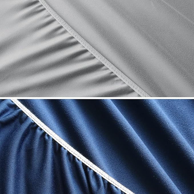Waterproof Bassinet Sheets Fit for Halo, Dream on Me, Ingenuity, Fisher Price, Delta, Graco and Other Oval Bassinet Mattress, 2 Pack, Ultra Soft Microfiber Sheets, Grey & Navy