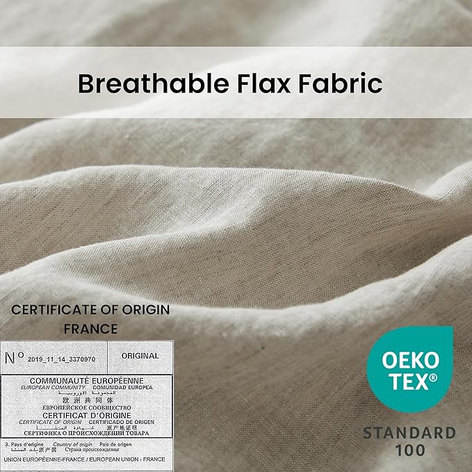 Simple&Opulence 100% Linen Duvet Cover Set with Crossed Embroidery Washed - 3 Pieces (1 Duvet Cover with 2 Pillow Shams) Soft Breathable Farmhouse - Linen, Queen Size