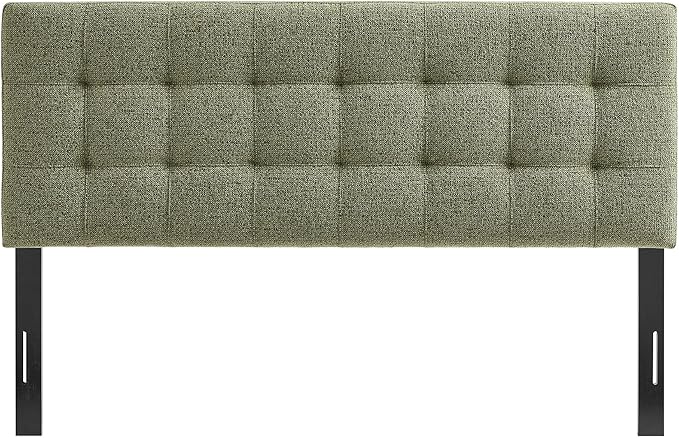 Modway Lily King Size Headboard with Biscuit Tufting in Leaf - Fabric Upholstery with Padded Design and 5 Height-Adjustable Mounts