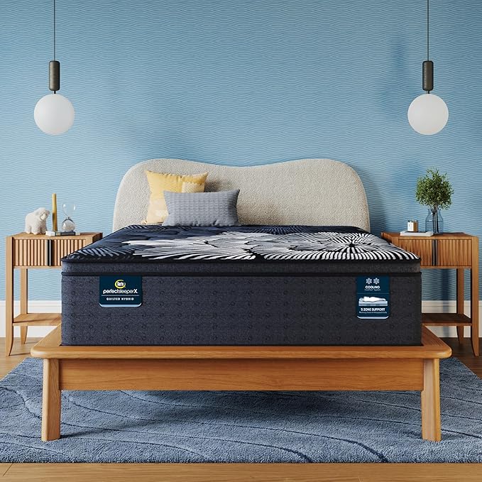 Serta Perfect Sleeper X - Max 15" Plush Pillow Top Cal King Quilted Hybrid Mattress - 5 Support Zones and Cooling Tech for a Restorative Sleep - 100 Night Trial, CertiPUR-US Certified