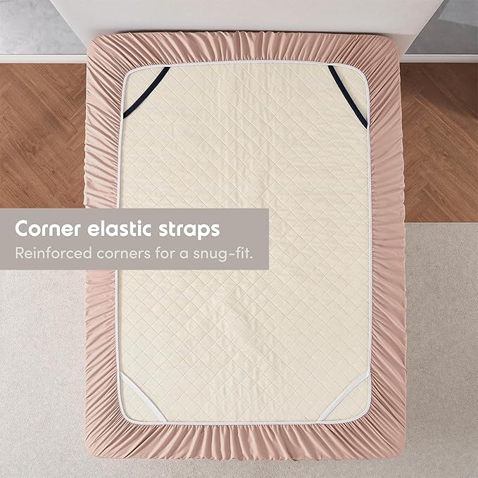 Nestl 4 Pack Blush Pink Fitted Sheet Extra Deep Pocket, Hotel Luxury TwinFitted Sheet Only Easily Fits 18 to 24 Inch Mattress, Super Soft, Wrinkle-Free and Breathable with Corner Straps