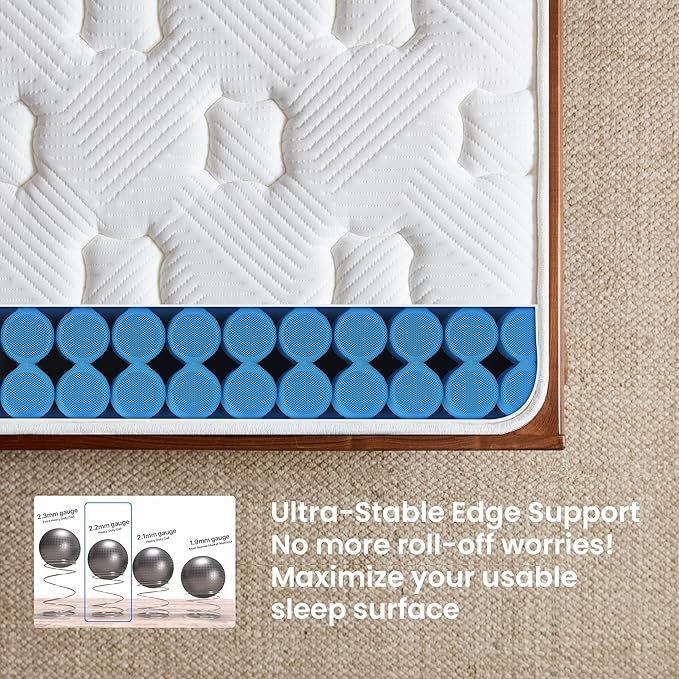Queen Mattress 11 Inch, Hybrid Cooling Gel Memory Foam Mattress with Pocket Springs, Medium Firm Support, Pressure Relief & Motion Isolation, Breathable Mattress in a Box, CertiPUR-US Certified