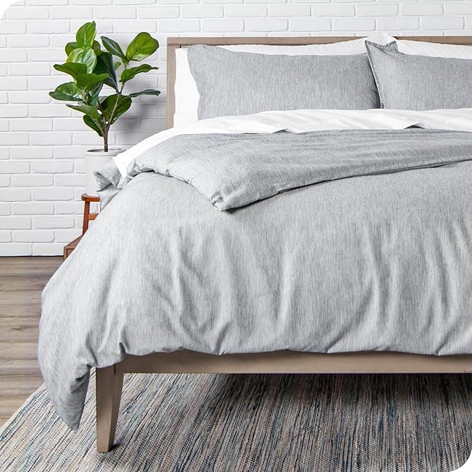 Bare Home Bedding Duvet Cover Extra Long - Premium 1800 Super Soft Collection - Lightweight, Duvet Cover - Soft Textured (Twin/Twin XL, Heathered Pewter)