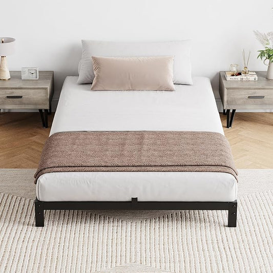IDEALHOUSE 6 Inch Twin XL Bed Frames with Under Bed Storage, Heavy Duty Mattress Foundation, Easy Assembly, No Box Spring Needed,80''Dx39''Wx6''H Platform Bed for Bedroom, Apartment, Black, Metal