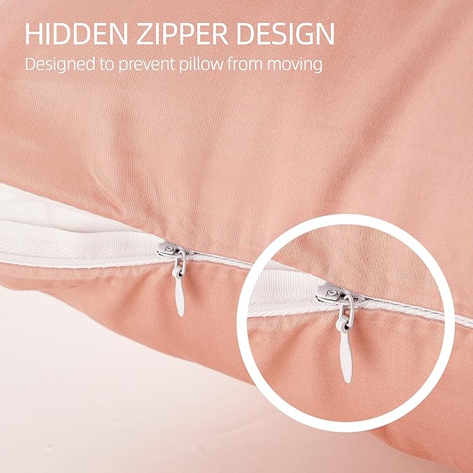 Cotton Pillow Protectors/Cases Standard Size with Zipper 2 Pack Blush Pink Color,Cooling & Breathable Bed Pillow Protectors Set of 2 Pillow Cases Cover Standard 20" x 26"