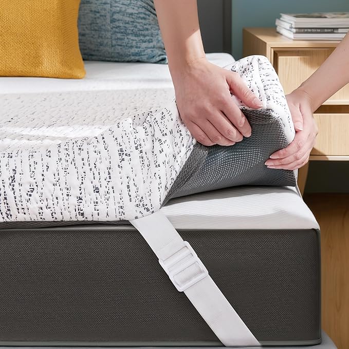 Subrtex Mattress Topper Cover Queen Size 3 Inch (Only Cover) Mattress Topper Protector Bedding Removable Encasement with Zipper Closure
