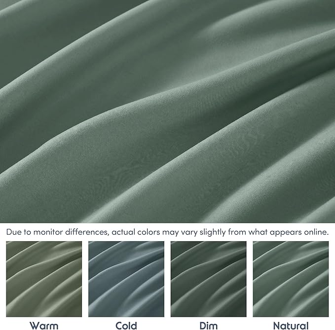 Nestl Sage Green Extra Deep Pocket King Fitted Sheet Only, Hotel Luxury King Size Fitted Sheets Easily Fits 18 to 24 Inch Mattress, Super Soft, Wrinkle-Free, and Breathable Sheets with Corner Straps