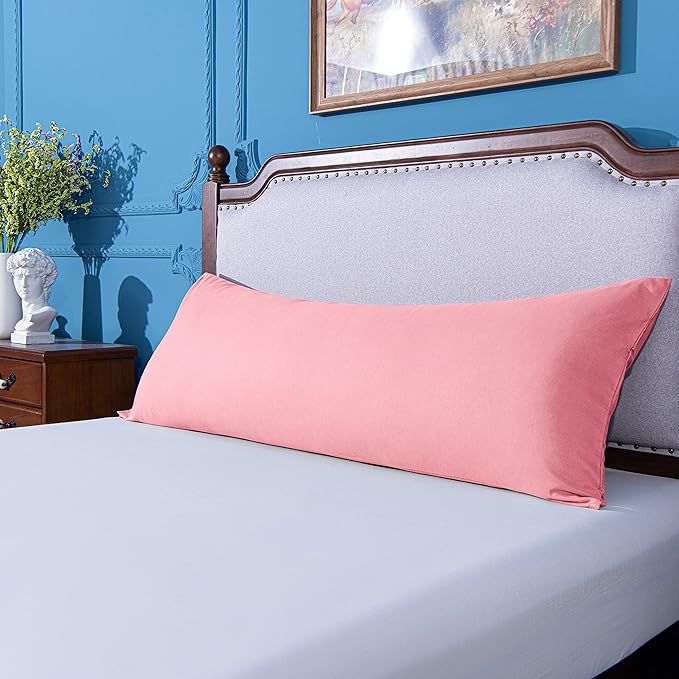 NTBAY Body Pillowcase - Brushed Microfiber 20x54 Pillowcase - Soft, Wrinkle-Free, Fade-Resistant, Stain-Resistant, Pink Body Pillow Cover with Envelope Closure - 20x54 Inches, Pink
