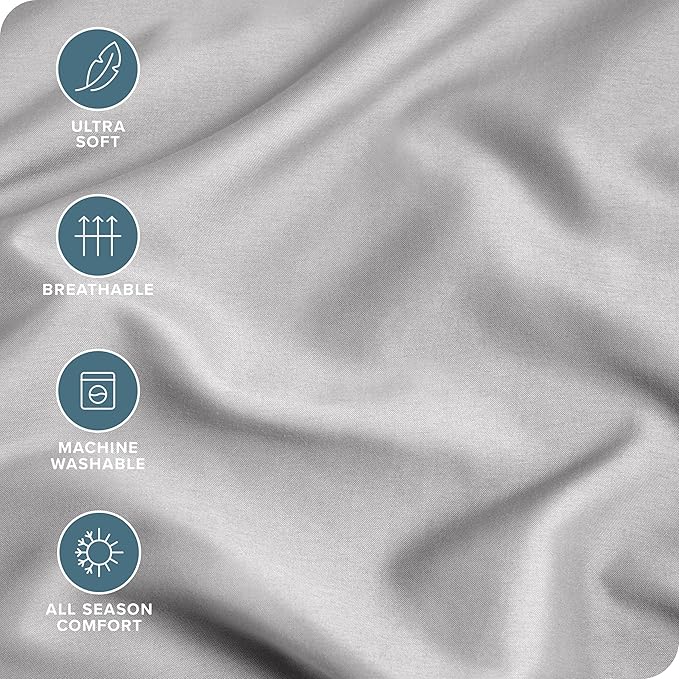 Bare Home Microfiber Pillow Cases - Toddler Size Set of 2 Cooling Pillowcases Double Brushed Light Grey Pack Easy Care (Toddler Pillowcase 2, Light Grey)