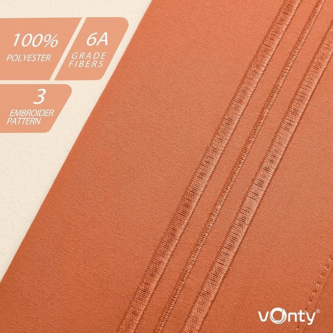Vonty 2 Pack Standard Pillow Cases - 20x26 Inch, 1800 Thread Count Microfiber Pillowcases Standard Size Pumpkin Orange Pillow Cases Luxury & Soft Embroidered Bed Pillow Covers with Envelope Closure