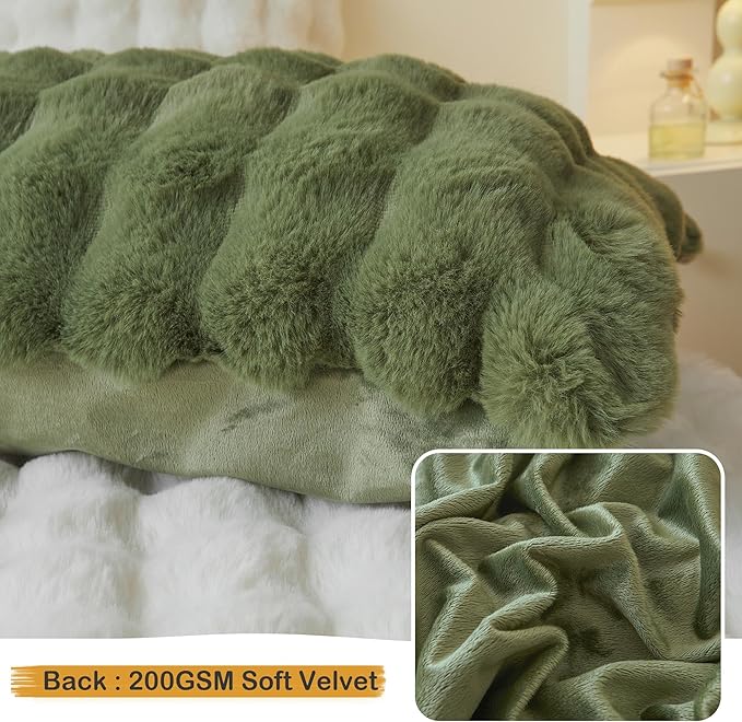 LIFEREVO Fluffy Faux Rabbit Fur Body Pillow Cover, Cozy Moss Bubble Shaggy Plush Bed Body Pillowcase with Zipper Closure, Long 20"x54" Fuzzy Furry Pillow Case for Bedroom Home Decoration, Sage Green