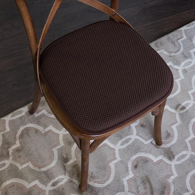 4 Pack Memory Foam Honeycomb Nonslip Back 16" x16" Chair/Seat Cushion Pad, Brown
