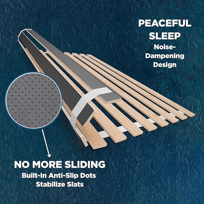 Meliusly SlatSure King Size Bunkie Board – Heavy Duty Vertical Bed Slats & Foldable Wooden Support Board for Sagging Mattress or Platform Bed Frame, Box Spring Alternative and Replacement