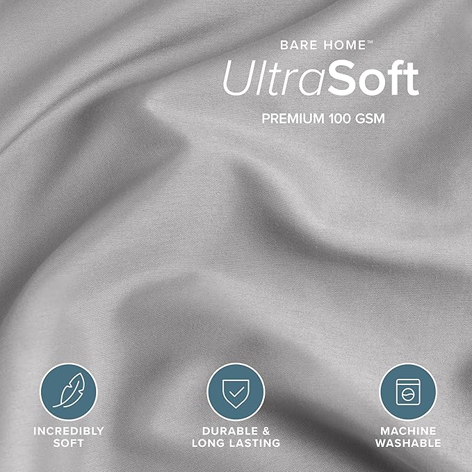 Bare Home Bedding Duvet Cover Oversized King Size - Premium 1800 Super Soft Collection - Lightweight, Duvet Cover - Soft Textured Bedding (Oversized King, Light Grey)