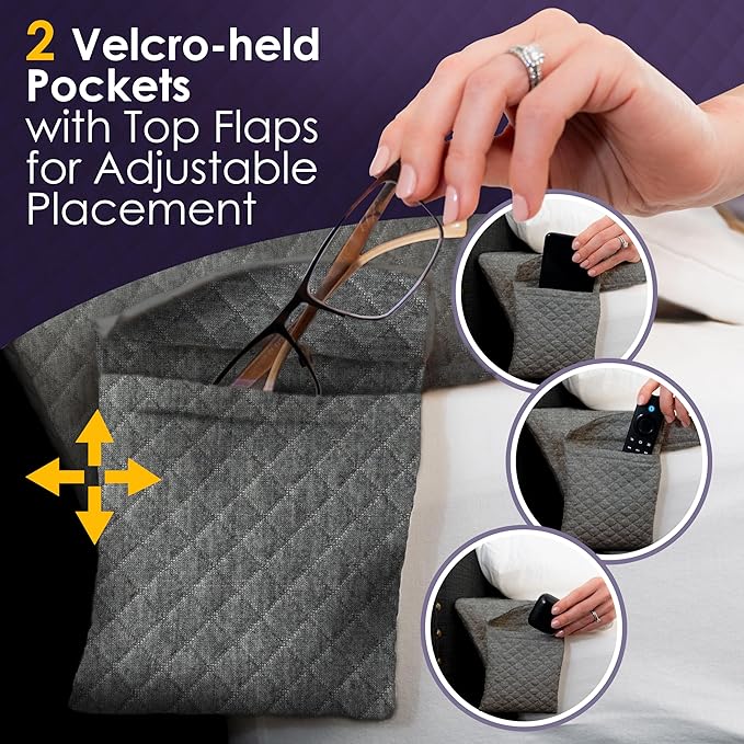 XetraDesign Bed Wedge Pillow for Headboard Gap Up to 7", Triangle Gap Filler for Bed, Mattress Wedge Gap Filler, Headboard Space Filler, Corner Pillow, Grey Double 54"