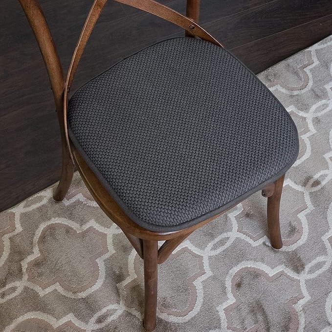 Sweet Home Collection Cushion Memory Foam Chair Pads Honeycomb Nonslip Back Seat Cover 16" x 16" 6 Pack Charcoal Gray