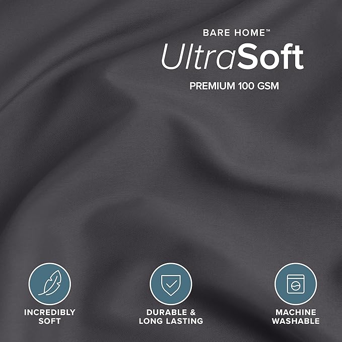Bare Home Bedding Duvet Cover Oversized Queen - Premium 1800 Super Soft Collection - Lightweight, Cooling - Soft Breathable Bedding Duvet Cover (Oversized Queen, Forged Iron Grey)