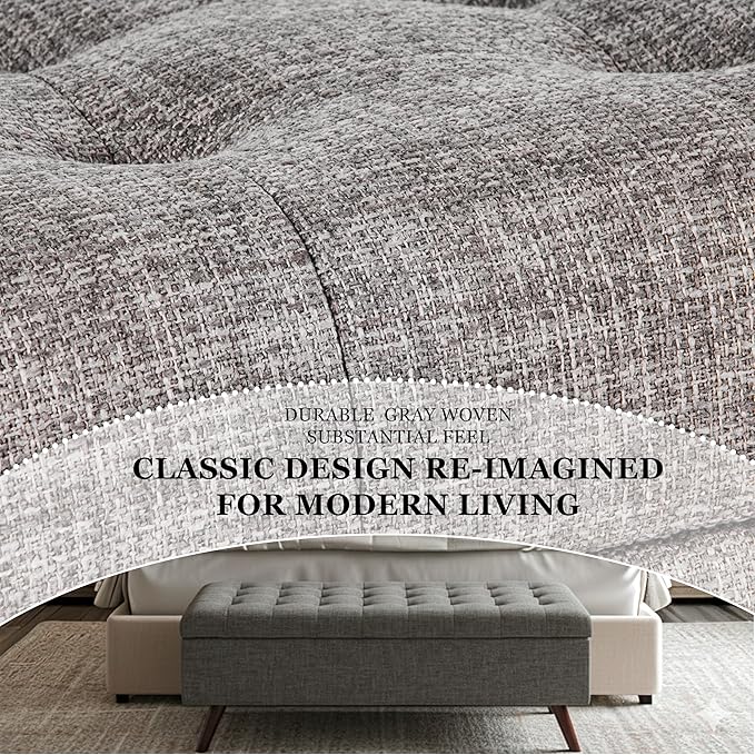 HomePop Modern Tufted Storage Bench - Medium Gray