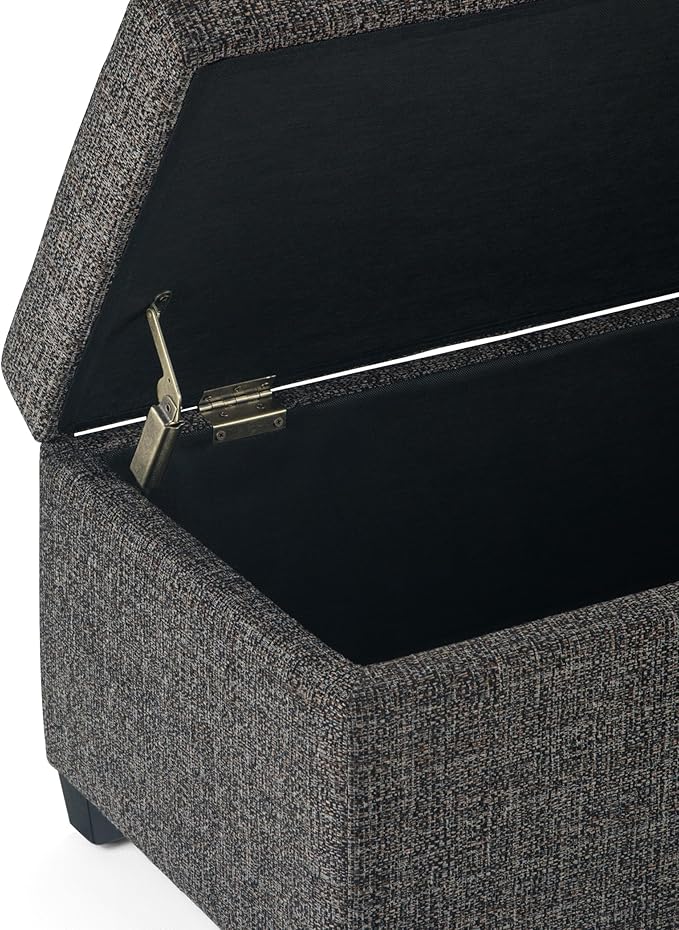 SIMPLIHOME Avalon Storage Ottoman Bench - 48" Wide x 16" High Upholstered Tweed Look Fabric Rectangular Lift-Top Ottoman in Dark Grey, Contemporary Storage Bench for Living Room with High-Density Foam