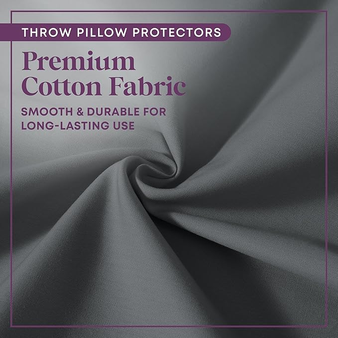 CIRCLESHOME Throw Pillow Protectors - 100% Cotton Breathable Pillowcases - 16 X 16 Square Pillowcases - Protects Pillows from Dirt, Dust and Debris (Square Pillow - 4 Pack- 16x16)