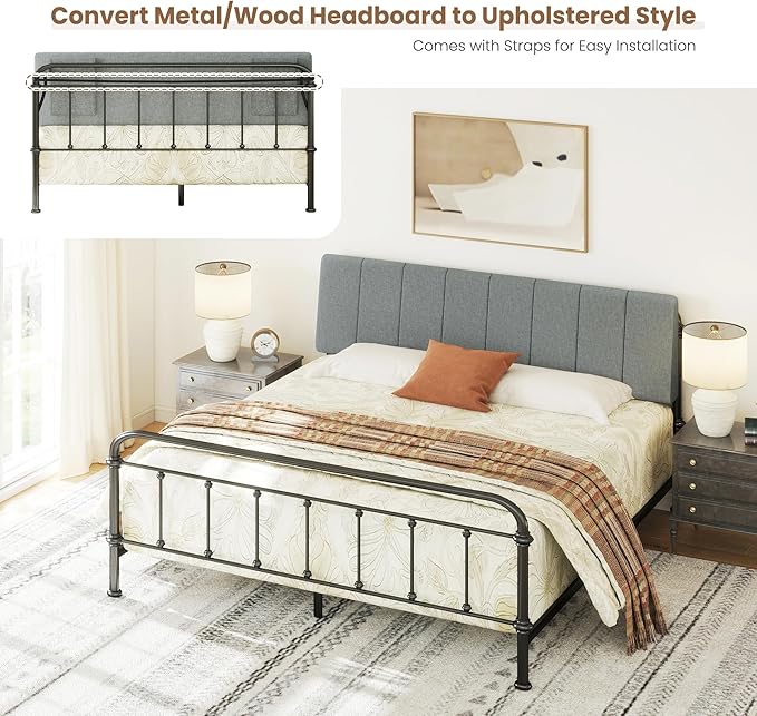 King Size Headboard Only-No Assembly, Upholstered Headboard King Size Linen Fabric Modern Style Headboards Extra-Thick, Dark Gray