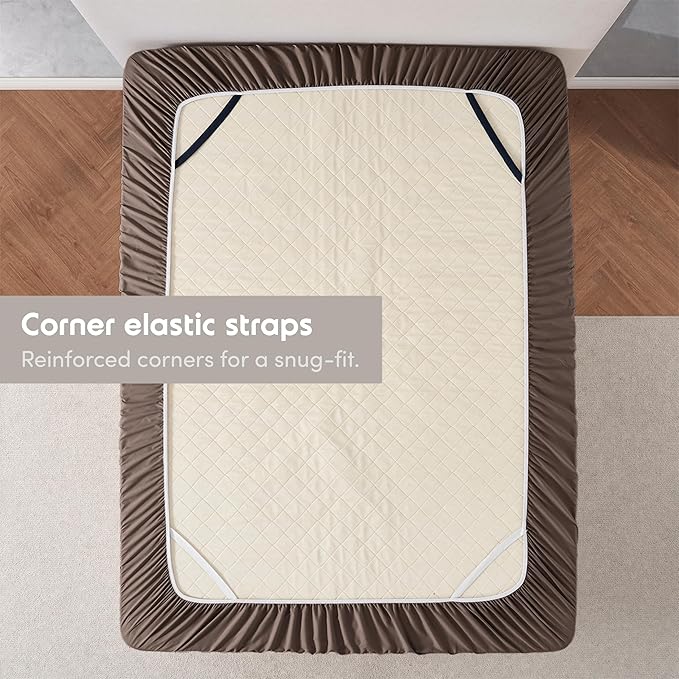 Nestl 2 Pack Chocolate Brown Fitted Sheet Extra Deep Pocket, Hotel Luxury Cal King Fitted Sheet Only Easily Fits 18 to 24 Inch Mattress, Super Soft, Wrinkle-Free and Breathable with Corner Straps