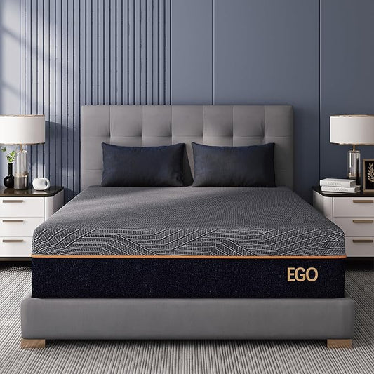 MLILY EGOHOME 12 Inch King Memory Foam Mattress for Back Pain, Cooling Copper Gel Bed in a Box, Foam Made in USA, CertiPUR-US Certified, Therapeutic Medium Firm, 76x80x12 Black
