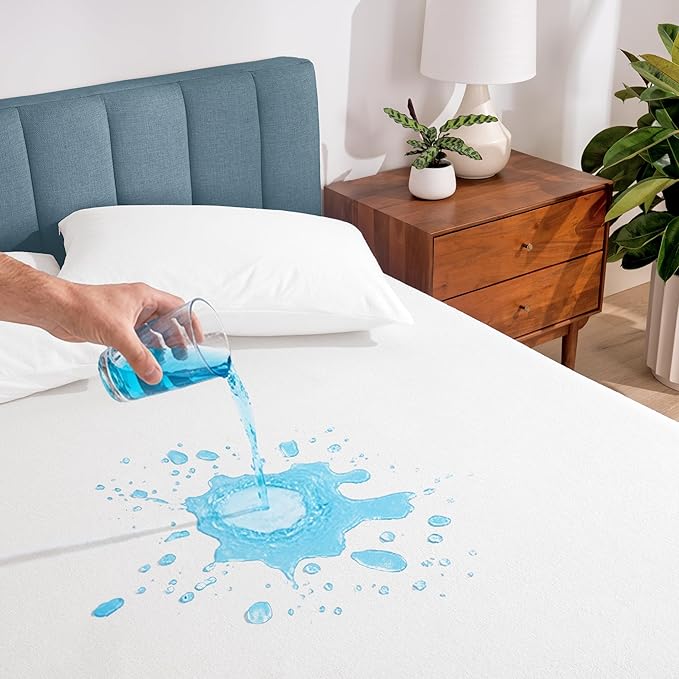 Bare Home Queen Size Mattress Protector - 100% Waterproof & Breathable - Premium Cooling Mattress Cover - Protects Against Spills - Vinyl Free Noiseless - Protect Your Mattress (Queen, White)