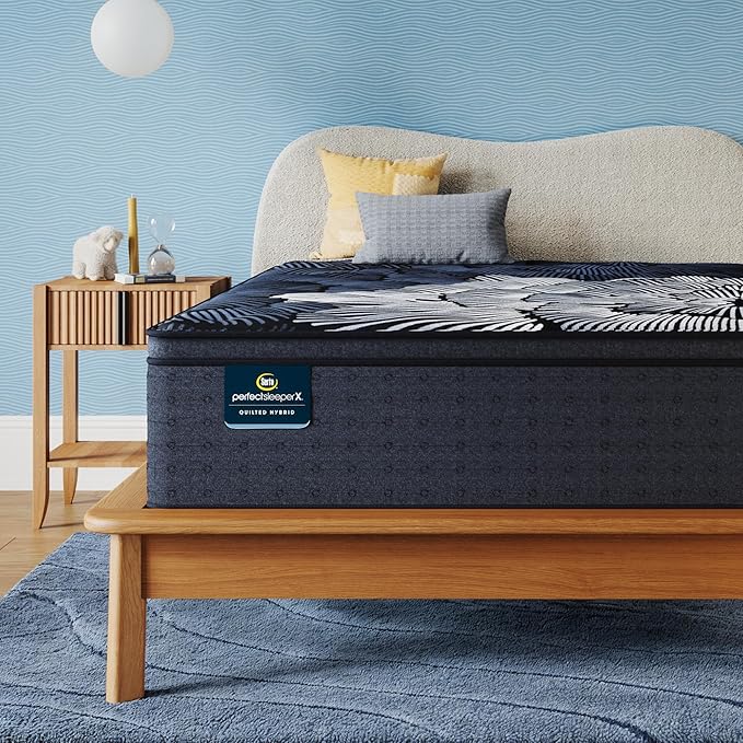 Serta Perfect Sleeper X - Max 15" Plush Pillow Top King Quilted Hybrid Mattress - 5 Support Zones and Cooling Tech for a Restorative Sleep - 100 Night Trial, CertiPUR-US Certified