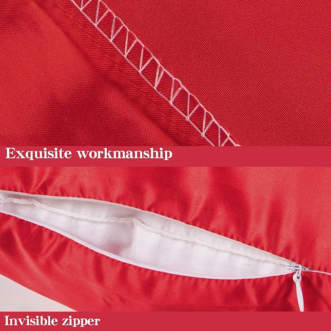 NTBAY Zippered Satin Pillow Cases for Hair and Skin, Luxury Queen Hidden Zipper Pillowcases Set of 2, 20x30 Inches, Red