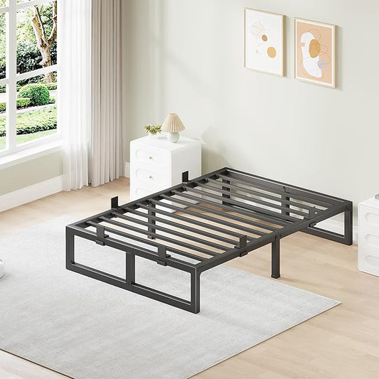 Twin Bed Frames, 10 Inch Metal Platform Bed Frame with Squeak Free U-Slot Design, 6 Non-Slip Guards, 3500lbs Heavy Duty Steel Slat Support, No Box Spring Needed, Under Bed Storage, Black